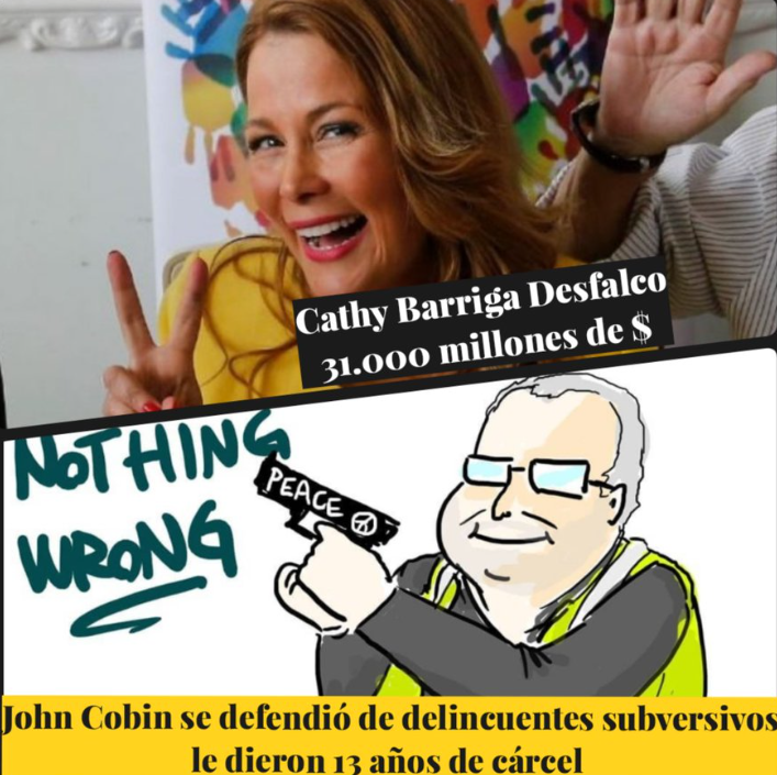 Caricatura 'John No Hizo Nada Mal' (Eslogan Pegajoso sobre él entre Libertarios): John Cobin Versus Alcaldesa de Maipú Kathy Barriga quien desfalco millones y sin embargo apenas fue castigada